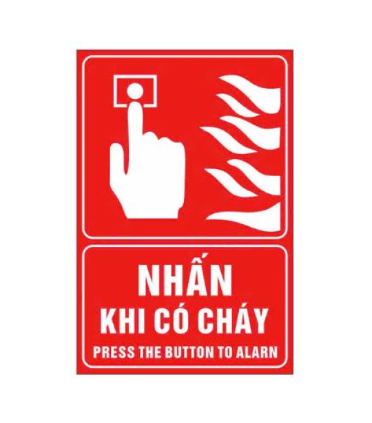 Biển báo vị trí nút nhấn chuông báo cháy 30x40cm mica